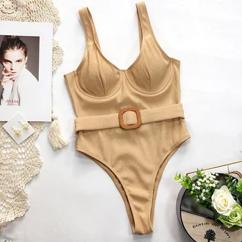 Mossha Underwire bikini 2020 Mujer Aukštos sumažinti vientisi maudymosi kostiumėlį moteris Nuimamas diržas plaukimo kostiumas moterims monokini maudymosi kostiumėliai