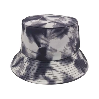 Vasaros Harajuku Bucket Hat, Black Ir White Tie-Dye Žvejys Skrybėlę Medvilnės Grįžtamasis Bob Kibirą Bžūp Vyrams, Moterims Saulės Skrybėlę Unisex