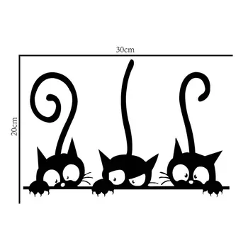 Šiuolaikinių Animacinių filmų Kūrybos Papuošalus Anti-static Puikus 3 Black Cute Kačių, Sienos Lipdukas Moder Namų Dekoro Kambarį Papuošalai