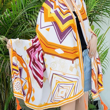 Moteriška Skara Moterų Šilko Gėlių Spausdinti Geometrinis Motinos Skaros Ir Apsiaustas šalikai, šaliai, kaklaskarės Pashmina Paplūdimio Skarelės 2020 Naujas Foulard Plaukų Hijab