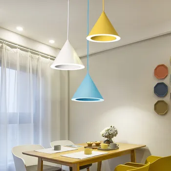 Nordic Dizainas, Modernios LED Pakabukas Šviesos Geležies Kūrybos Restorane Kabo Lempa Šviesos Paprasta Spalva Namų Dekoro priedai veltiniams, vilna Apšvietimas