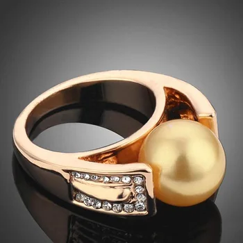 Aukštos Kokybės Aukso Spalvos Imituojamas Pearl Mažų Cirkonio Žiedai Moterims Bižuterijos Anel Vestuvių Piršto Sužadėtuvių Žiedas