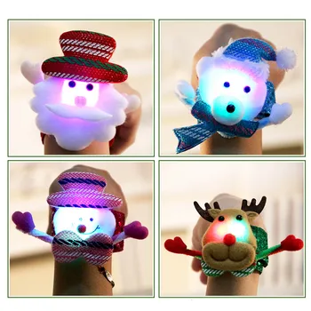 4Pcs Kalėdų Serija Slap Kalėdų Senelio Elnių, Sniego Lokys Apyrankės, Apyrankės su LED Šviesos Vaikas Žaislą Dovanų Kalėdos Šalies Prekių