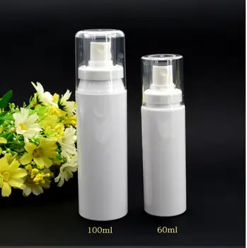 60ml baltas/skaidrus plastikinis buteliukas rūko purkštuvu siurblys vandens/tonerio/wc/kvepalai nešiojamų odos priežiūros kosmetikos pakuotės