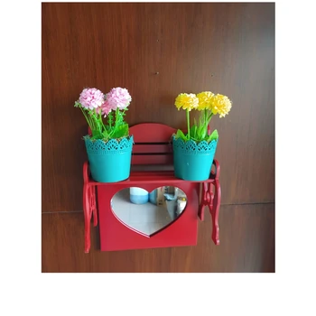 Mediniai bambuko raudona makiažo veidrodėliai organizatorius tualetinio popieriaus, rankšluosčių, popieriaus laikiklį, vonios kambarys, virtuvėje sienos montuojamas prie sienos dekoravimas gėlių