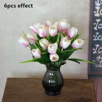 1pc 6 šakutės 6 vadovai Modeliavimas Tulpių Dirbtinio Šilko Gėlių Bouquest už Vestuves Namų Ronm Apdaila