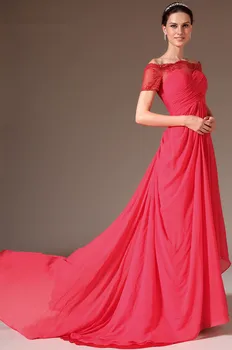 Raudona Vakaro Suknelės Undinė Bžūp Rankovėmis Šifono Puošnios Nėrinių Plus Size Ilgai Vakare Gown Prom Dresses Chalatas De Soiree