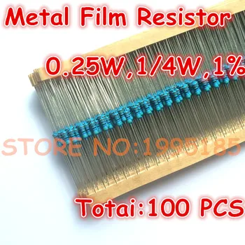 100vnt/daug 8.2 K 8K2 ohm 1% 1/4W 8.2 K Metalo Kino Rezistorius 8K2 ohm 0.25 W 1% ROHS