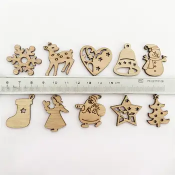 50pcs Mielas Animacinių filmų Mediniai Išpjovos Amatų Puošmenų Medžio Ornamentu Kalėdų Pakabukas 
