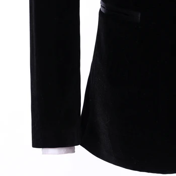 Kostiumas Vyrams 2018 Stilingas Mados Dizaino Slim Fit 2 vnt Groomsmen Juodo Aksomo Vyrų Prom Dress Kostiumai Nuotaka Vestuvių Smokingas