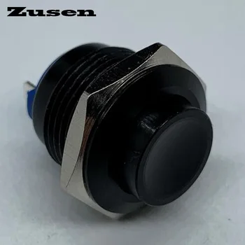 Zusen 16mm didelis galvos akimirksnį Black metalo mygtukas waterproofsSoldering smeigtukai jungiklis(ZS16F-10/J/A-Aliuminio oksidas, juodas)