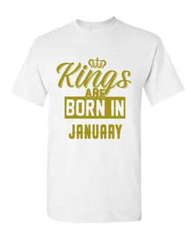 2019 Naujas Medvilnės Aukščiausios Kokybės Karaliai Yra Gimę Sausio Mėn. T-Shirt Juokingi Gimtadienio Tee
