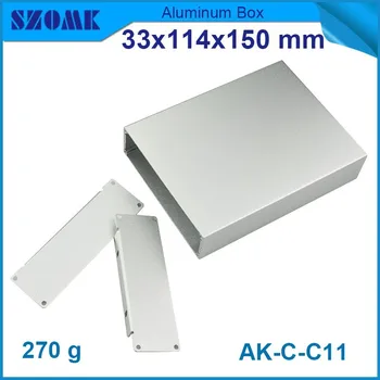 10 vnt./daug milteliniu būsto aliuminio house33(H)x114(W)x150(L)mm, sidabro spalva, su lygaus paviršiaus aliuminio kabineto atveju