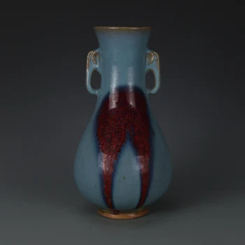Antikvariniai SongDynasty porceliano vaza,Jun krosnies Mėlyna glazūra eritema butelis,Rankomis dažyti amatų,Surinkimo ir Puošmena,Nemokamas pristatymas