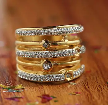 Naujas Aukso Sidabro Spalvos Žiedais, Elegantiškas Nerūdijančio Plieno Pigūs Kalnų Krištolas Sužadėtuvių, Vestuvių Žiedai Madingų Aksesuarų Moterims, Vyrams